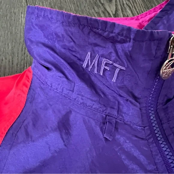 Vintage 80s ASICS MFT Color Block Pullover Windbreaker Track Jacket Size S - Picture 4 of 10